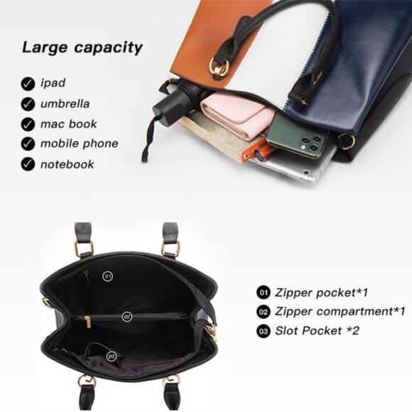 Fashionable Synthetic Leather 4-Piece Handbag Set - Stylish & Practical - Picture 4 of 6